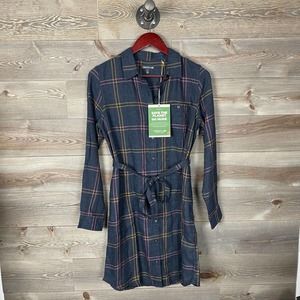 NWT Toad & Co S Re-Form Flannel Shirt Dress Navy